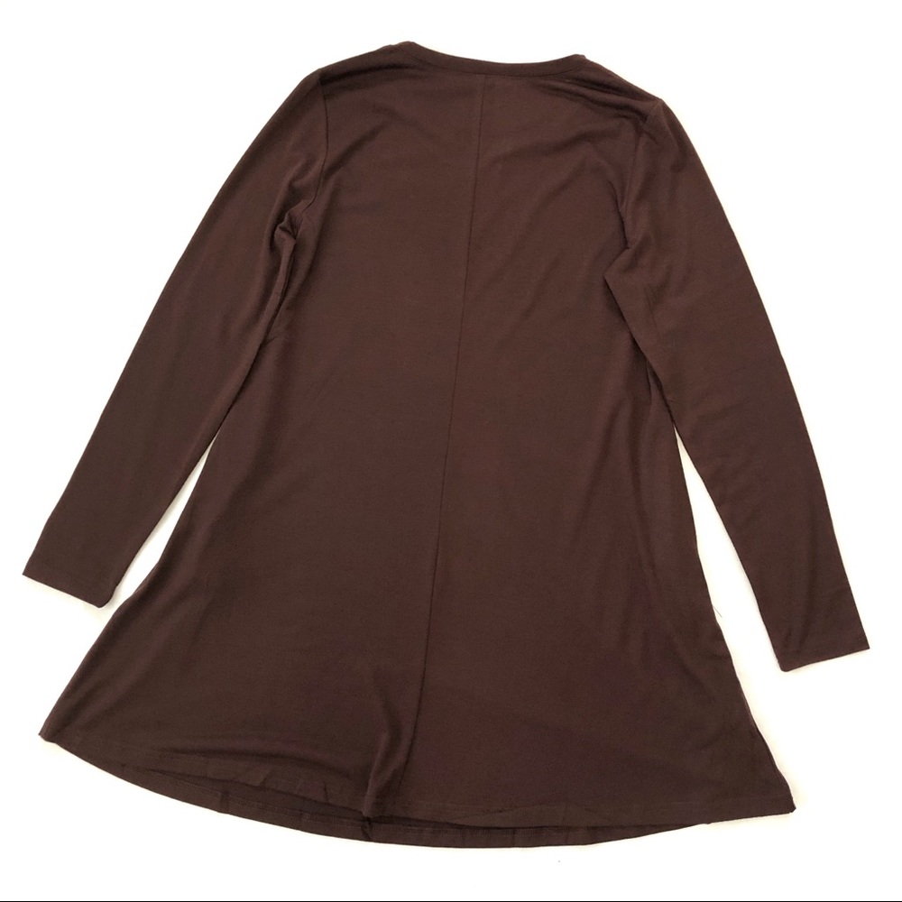 Brown Long Sleeve  A-Line Tunic Dress - Picture 4 of 8